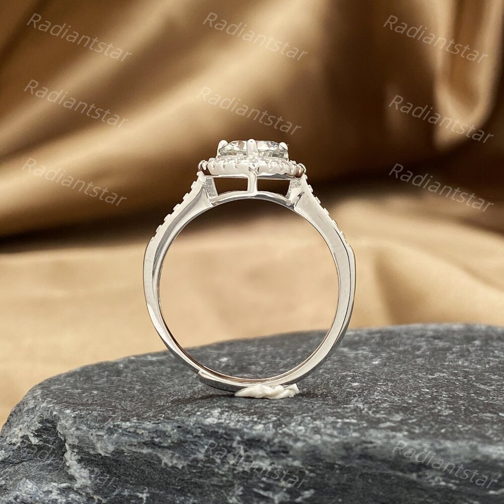 NEW Certified 1ct. t.w. Moissanite Halo Heart Ring - Picture 7 of 8